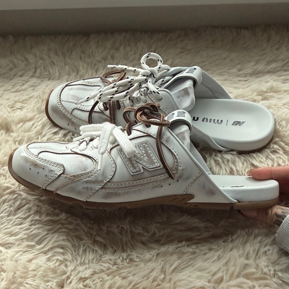 Miu Miu Shoes - Miu Miu White and Brown Mules